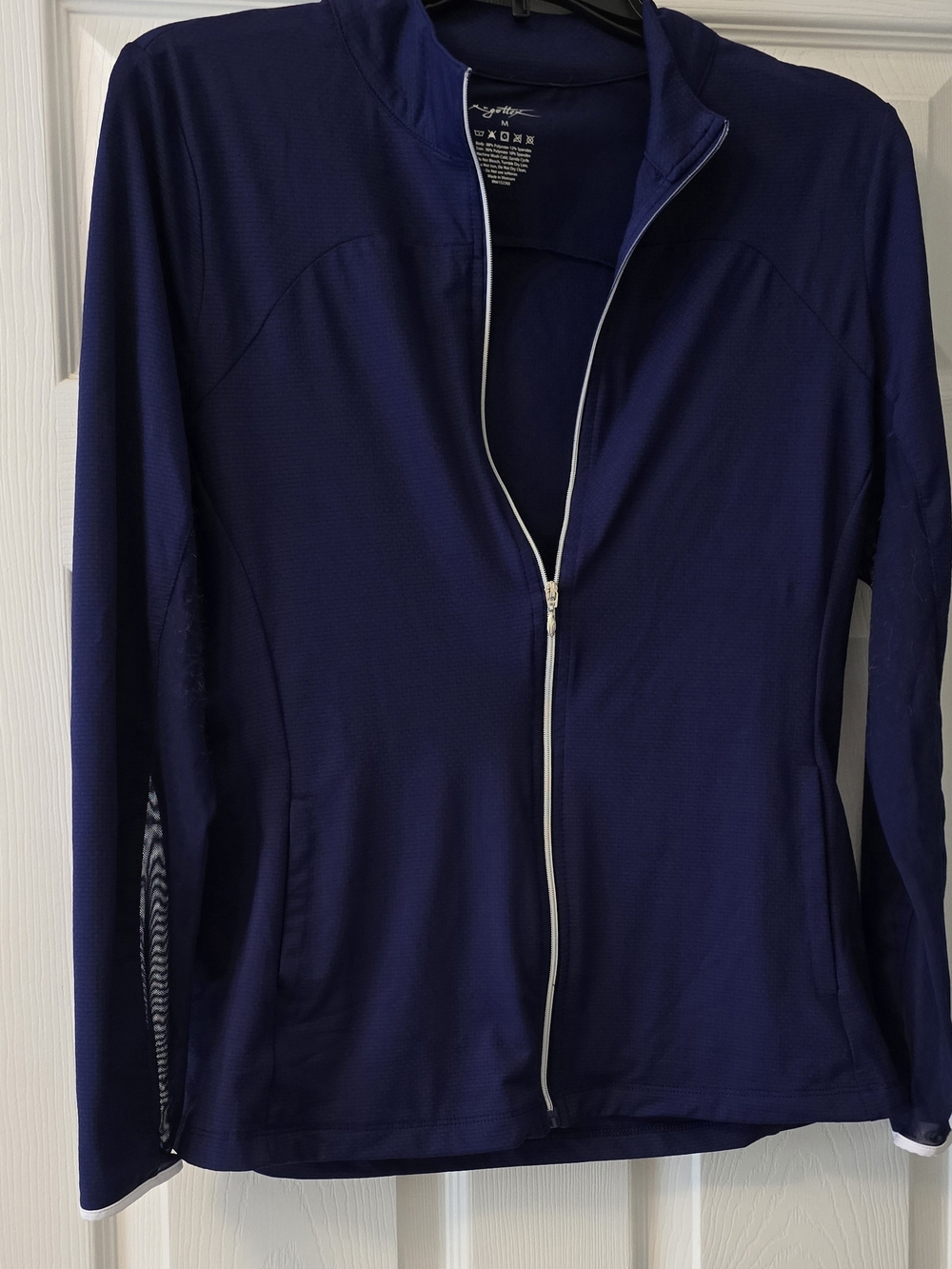 Navy Full-Zip Utility Jacket with White Trim